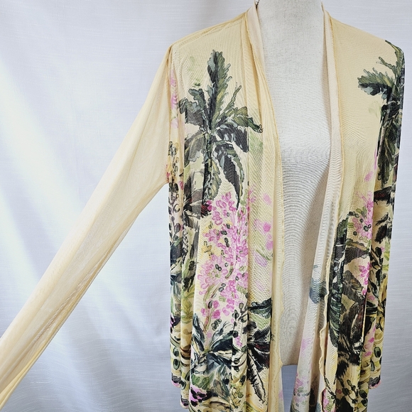 NWT Petit Pois by Viviana G Sheer Palm Tree Print Cardigan size Small/Medium - Picture 5 of 10